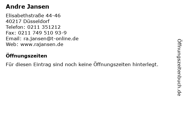 Andre Jansen in Düsseldorf: Adresse und Öffnungszeiten