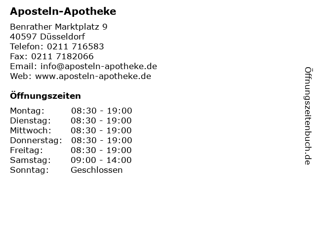 Aposteln-Apotheke in Düsseldorf: Adresse und Öffnungszeiten