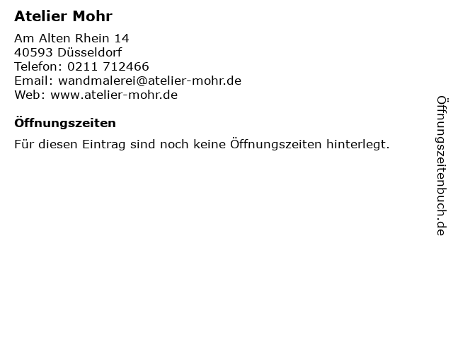 Atelier Mohr in Düsseldorf: Adresse und Öffnungszeiten