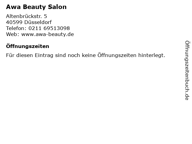 Awa Beauty Salon in Düsseldorf: Adresse und Öffnungszeiten
