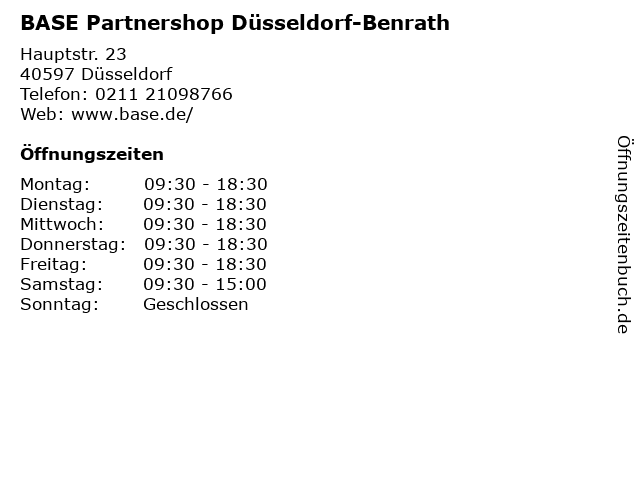 BASE Partnershop Düsseldorf-Benrath in Düsseldorf: Adresse und Öffnungszeiten