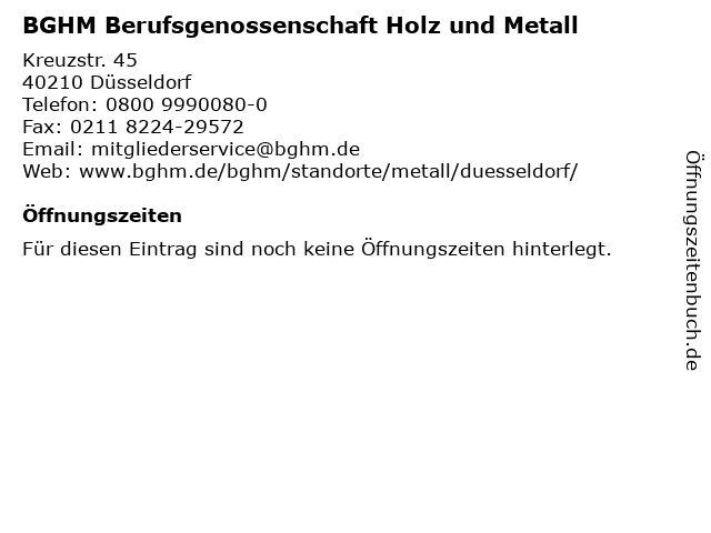 ᐅ Öffnungszeiten „BGHM Berufsgenossenschaft Holz und Metall“ | Kreuzstr ...