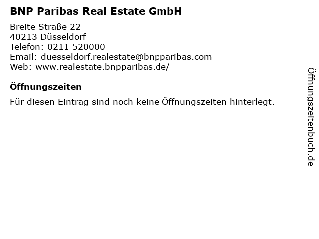 BNP Paribas Real Estate GmbH in Düsseldorf: Adresse und Öffnungszeiten