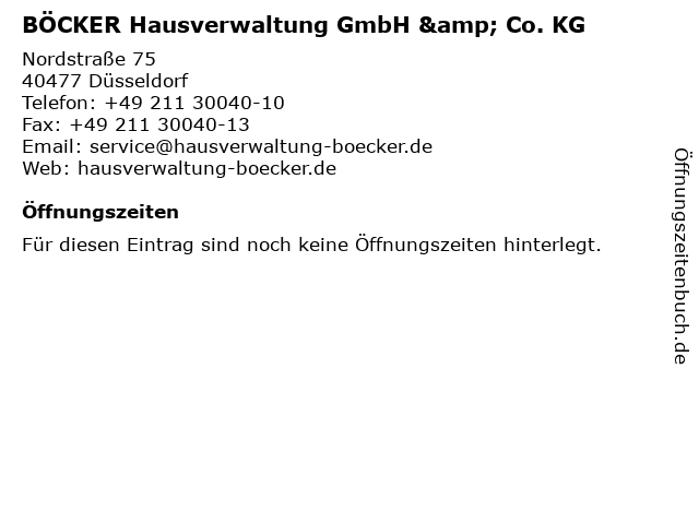 BÖCKER Hausverwaltung GmbH & Co. KG in Düsseldorf: Adresse und Öffnungszeiten