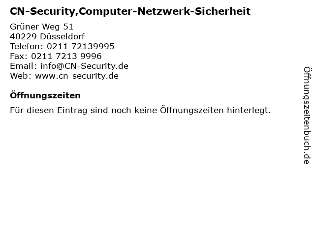 CN-Security,Computer-Netzwerk-Sicherheit in Düsseldorf: Adresse und Öffnungszeiten