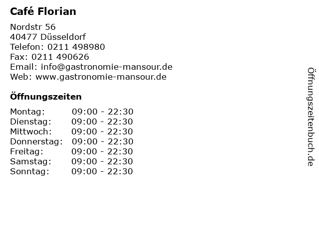 Café Florian in Düsseldorf: Adresse und Öffnungszeiten