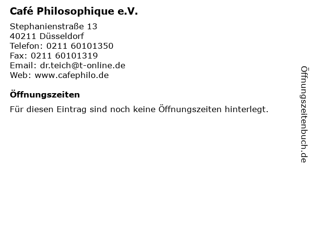 Café Philosophique e.V. in Düsseldorf: Adresse und Öffnungszeiten