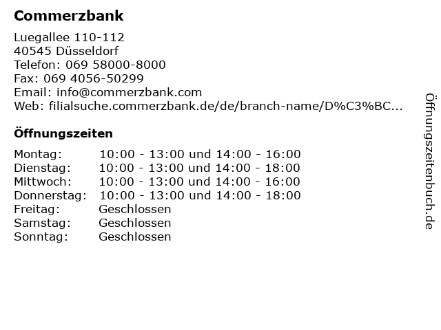 Commerzbank Düsseldorf-Oberkassel in Düsseldorf: Adresse und Öffnungszeiten