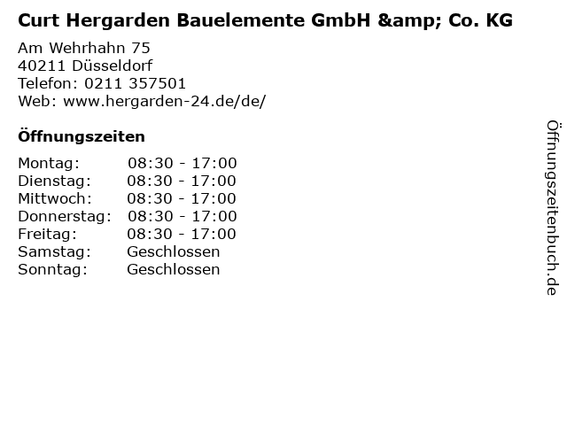 Curt Hergarden Bauelemente GmbH & Co. KG in Düsseldorf: Adresse und Öffnungszeiten