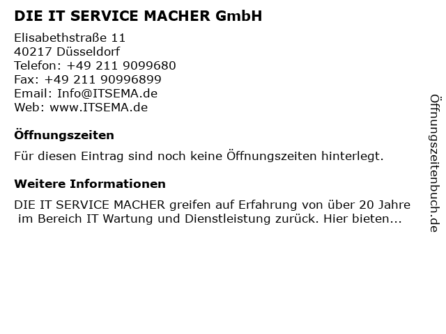 DIE IT SERVICE MACHER GmbH in Düsseldorf: Adresse und Öffnungszeiten