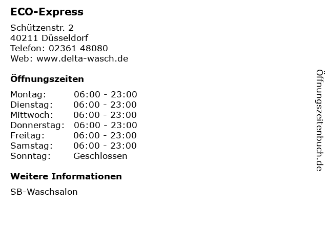 ECO-Express in Düsseldorf: Adresse und Öffnungszeiten