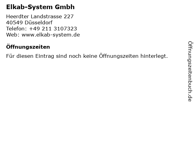 Elkab-System Gmbh in Düsseldorf: Adresse und Öffnungszeiten
