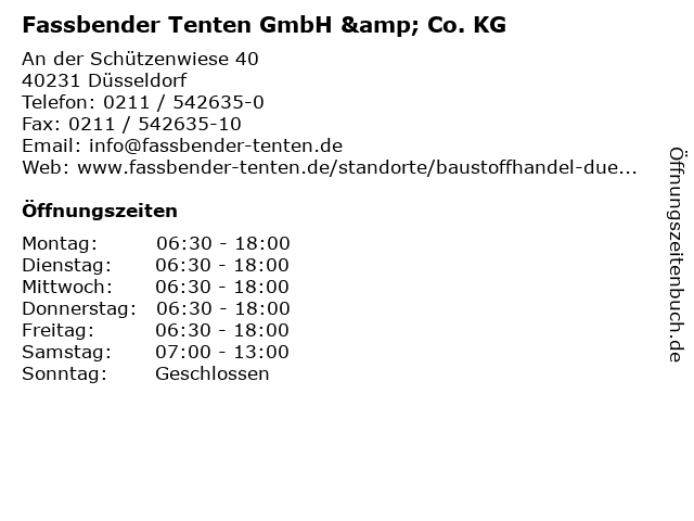 Fassbender Tenten GmbH & Co. KG in Düsseldorf: Adresse und Öffnungszeiten