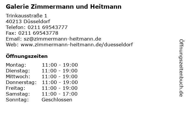 Galerie Zimmermann und Heitmann in Düsseldorf: Adresse und Öffnungszeiten