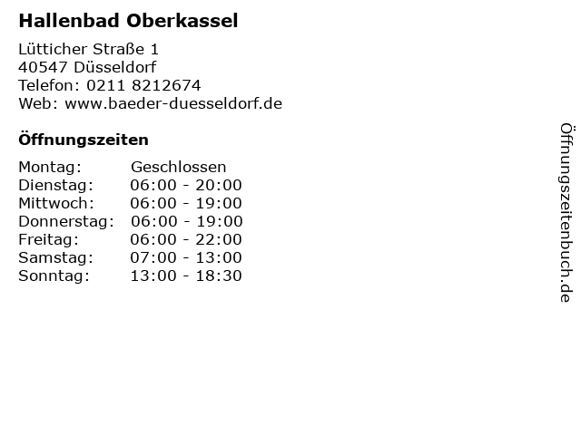 Hallenbad Oberkassel in Düsseldorf: Adresse und Öffnungszeiten
