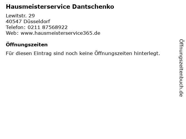 Hausmeisterservice Dantschenko in Düsseldorf: Adresse und Öffnungszeiten
