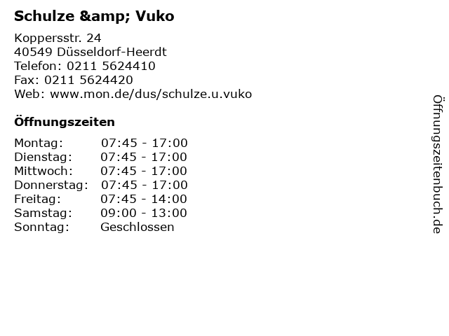 Schulze & Vuko in Düsseldorf-Heerdt: Adresse und Öffnungszeiten