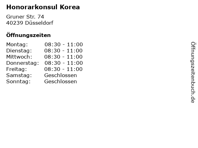 Honorarkonsul Korea in Düsseldorf: Adresse und Öffnungszeiten