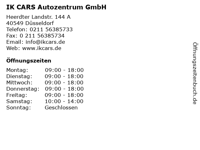 IK CARS Autozentrum GmbH in Düsseldorf: Adresse und Öffnungszeiten