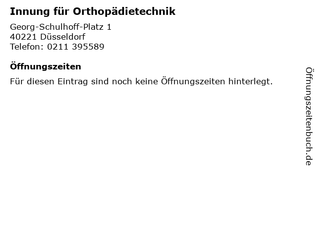 Innung für Orthopädietechnik in Düsseldorf: Adresse und Öffnungszeiten