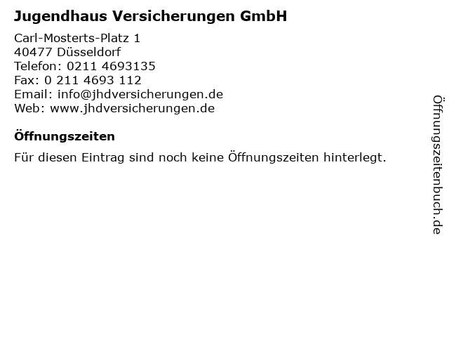 Jugendhaus Düsseldorf Versicherungsvermittlungs- und Service GmbH in Düsseldorf: Adresse und Öffnungszeiten