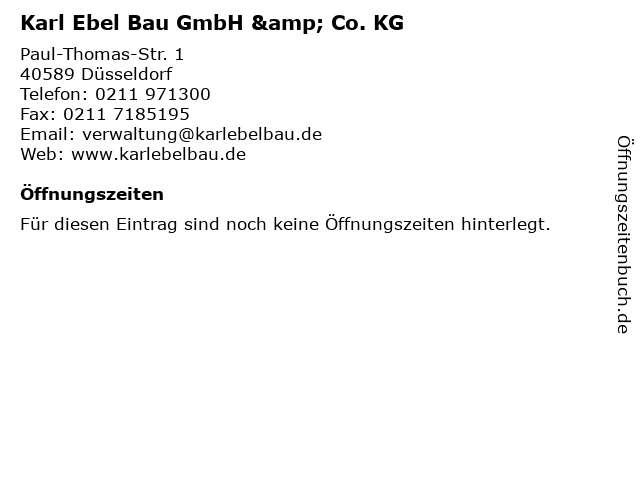 Karl Ebel Bau GmbH & Co. KG in Düsseldorf: Adresse und Öffnungszeiten