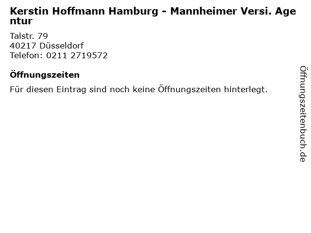 Kerstin Hoffmann Hamburg - Mannheimer Versi. Agentur in Düsseldorf: Adresse und Öffnungszeiten