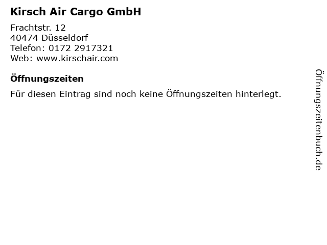 Kirsch Air Cargo GmbH in Düsseldorf: Adresse und Öffnungszeiten