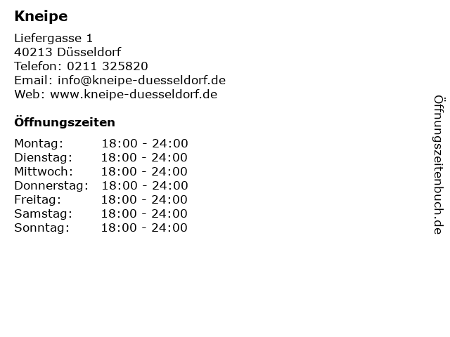 Kneipe in Düsseldorf: Adresse und Öffnungszeiten