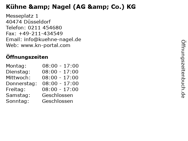 Kühne & Nagel (AG & Co.) KG in Düsseldorf: Adresse und Öffnungszeiten