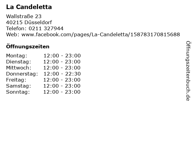 La Candeletta in Düsseldorf: Adresse und Öffnungszeiten