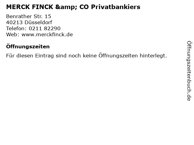 MERCK FINCK & CO Privatbankiers in Düsseldorf: Adresse und Öffnungszeiten
