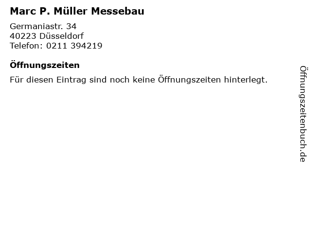 Marc P. Müller Messebau in Düsseldorf: Adresse und Öffnungszeiten