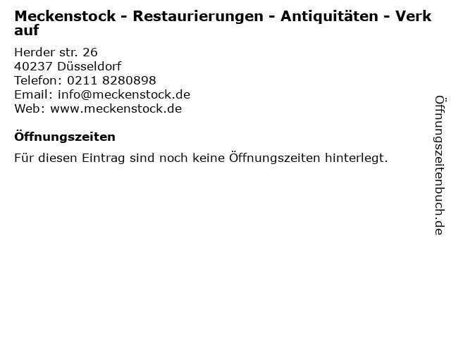 Meckenstock - Restaurierungen - Antiquitäten - Verkauf in Düsseldorf: Adresse und Öffnungszeiten