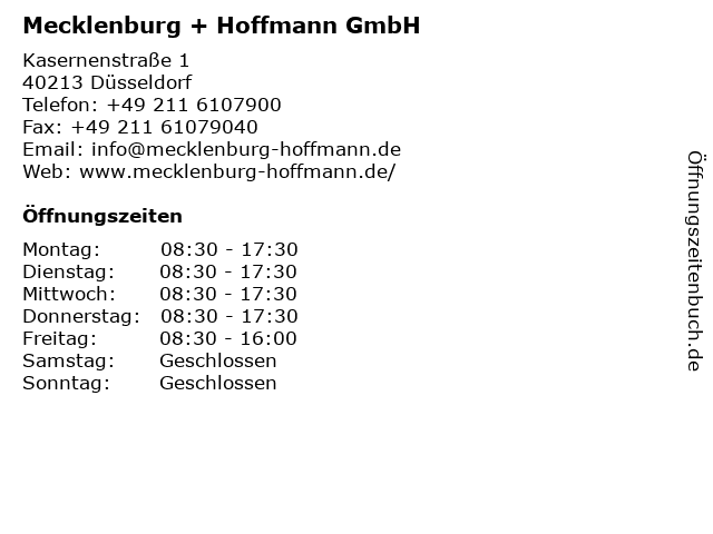 Mecklenburg + Hoffmann GmbH in Düsseldorf: Adresse und Öffnungszeiten