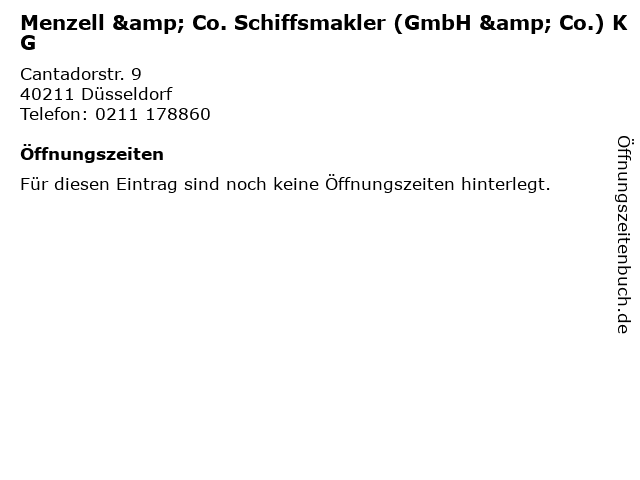 Menzell & Co. Schiffsmakler (GmbH & Co.) KG in Düsseldorf: Adresse und Öffnungszeiten