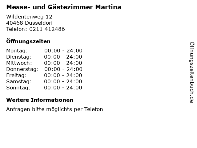 Messe- und Gästezimmer Martina in Düsseldorf: Adresse und Öffnungszeiten