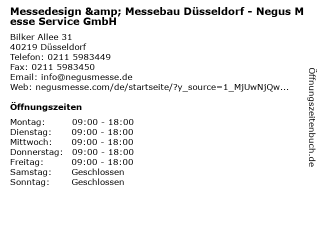 Messedesign & Messebau Düsseldorf - Negus Messe Service GmbH in Düsseldorf: Adresse und Öffnungszeiten