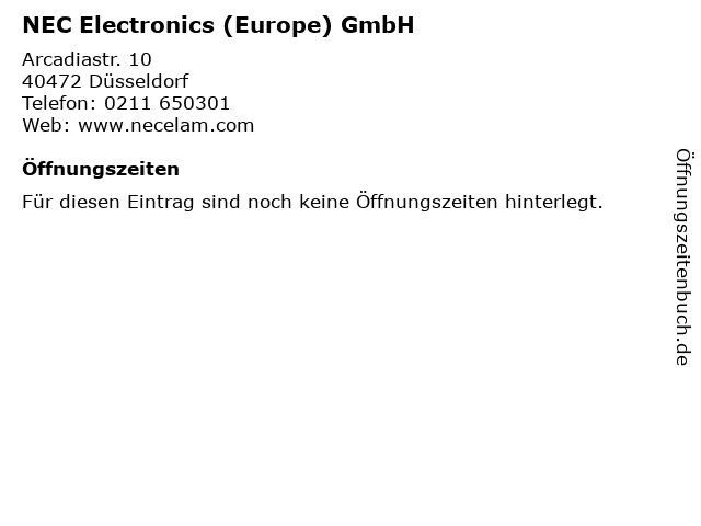 NEC Electronics (Europe) GmbH in Düsseldorf: Adresse und Öffnungszeiten