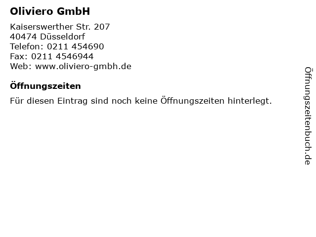 Oliviero GmbH in Düsseldorf: Adresse und Öffnungszeiten