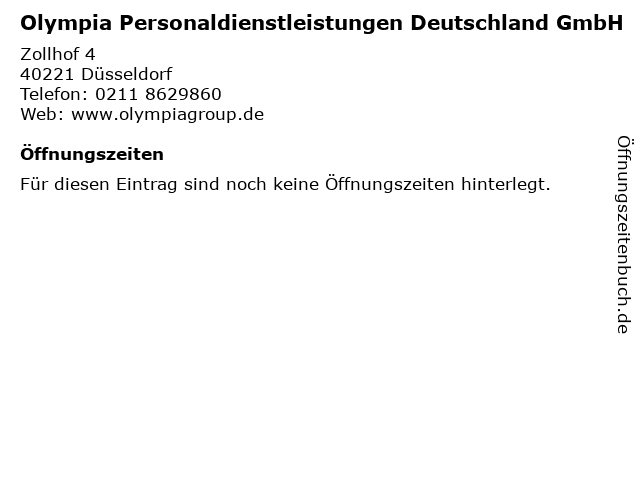 Olympia Personaldienstleistungen Deutschland GmbH in Düsseldorf: Adresse und Öffnungszeiten