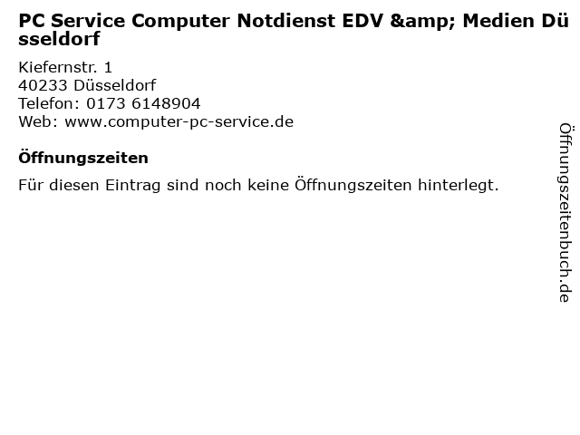 PC Service Computer Notdienst EDV & Medien Düsseldorf in Düsseldorf: Adresse und Öffnungszeiten