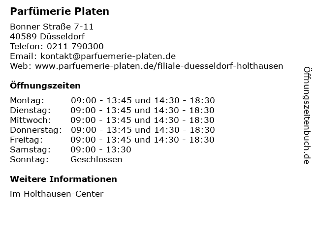 Parfümerie Platen GmbH in Düsseldorf: Adresse und Öffnungszeiten