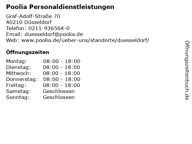 Poolia Personaldienstleistungen in Düsseldorf: Adresse und Öffnungszeiten