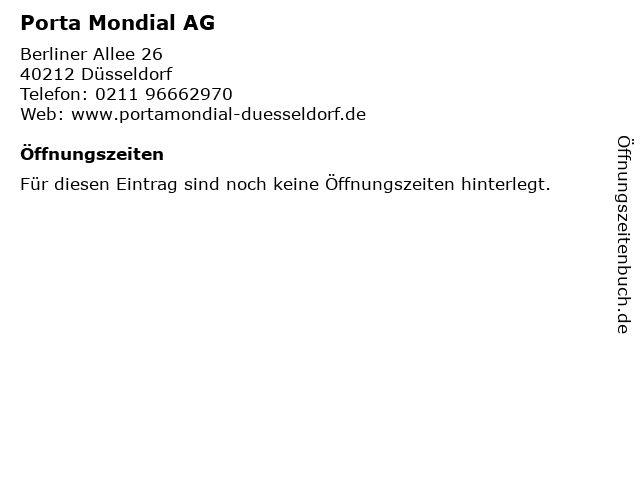 Porta Mondial AG in Düsseldorf: Adresse und Öffnungszeiten