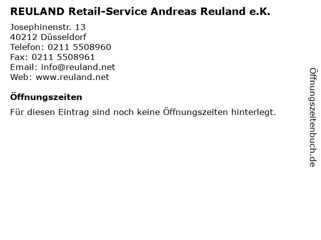 REULAND Retail-Service Andreas Reuland e.K. in Düsseldorf: Adresse und Öffnungszeiten