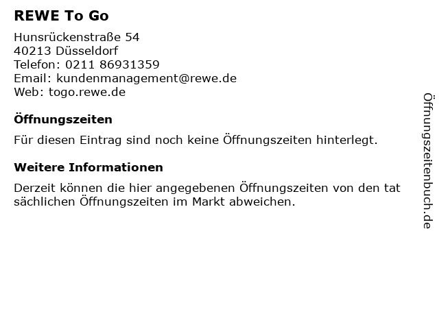 REWE To Go in Düsseldorf: Adresse und Öffnungszeiten