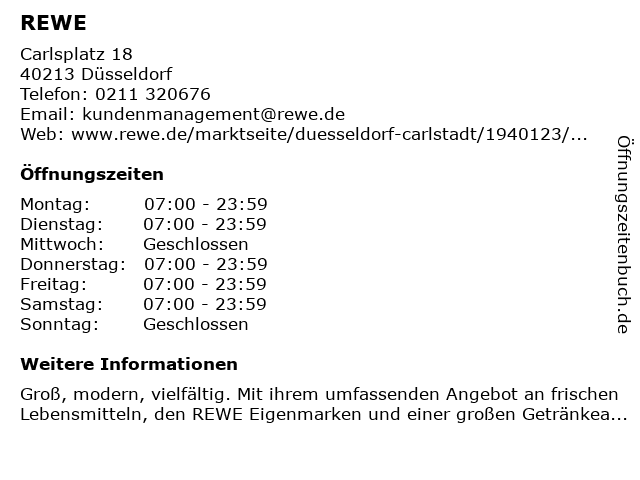 REWE in Düsseldorf: Adresse und Öffnungszeiten