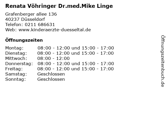 Renata Vöhringer Dr.med.Mike Linge in Düsseldorf: Adresse und Öffnungszeiten