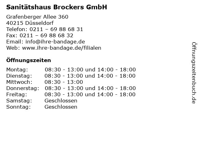 Sanitätshaus Brockers GmbH in Düsseldorf: Adresse und Öffnungszeiten
